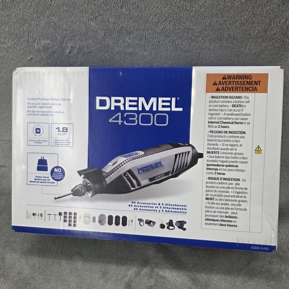 Dremel 4300 Variable Speed Rotary Tool Kit 1.8 Amp w/ 45 Accessories Case